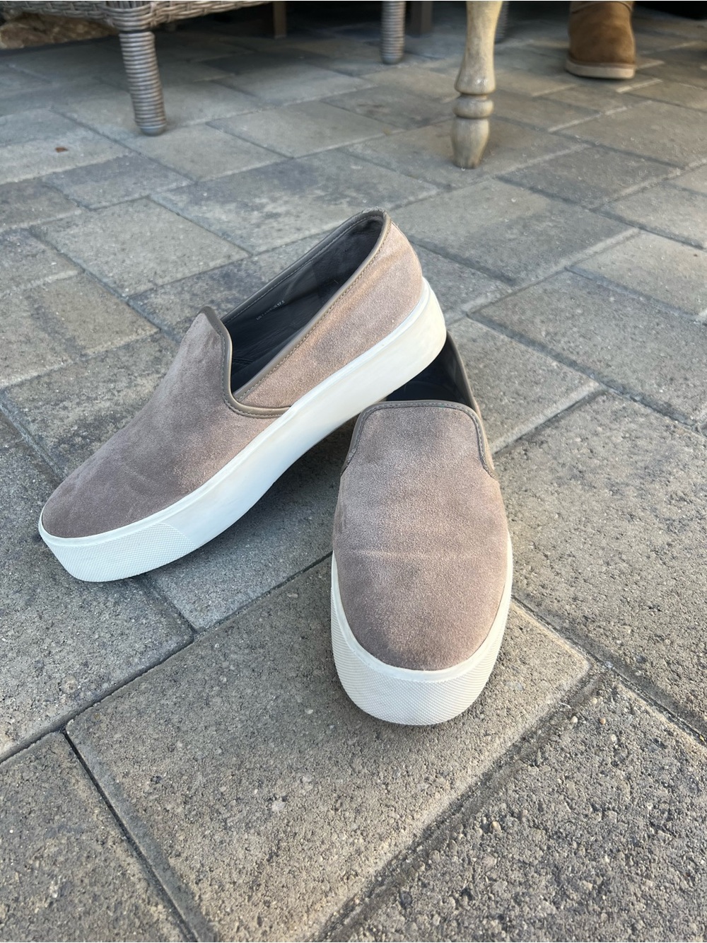 Vince Women's Suede Slip-On Sneakers in Taupe size 7